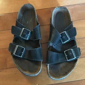 Birkenstock black leather sandals size 9